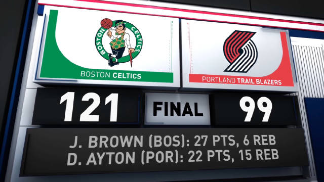 2024年03月12日 杰伦-布朗27+6+5 塔图姆26+5+8 艾顿22+15 绿军轻取开拓者